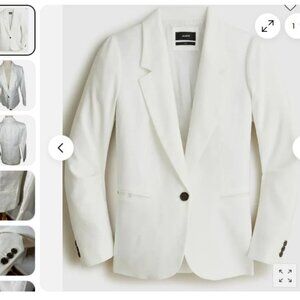 J.Crew $198 Parke Blazer Stretch Linen Blend White Size 6 New With Tags!